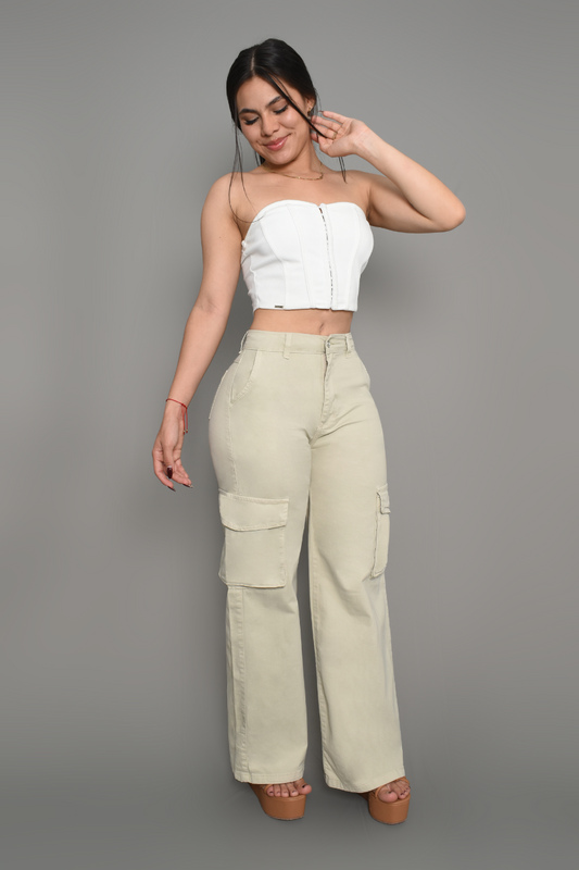 JEAN CARGO DAMA COLOR BEIGE REF 3570-B