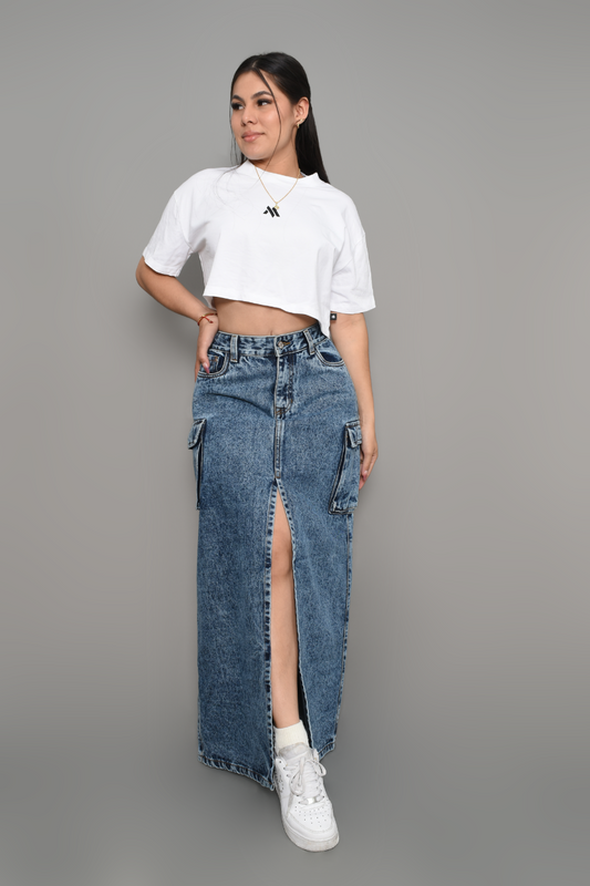 DENIM FALDA LARGA CARGO REF 3654