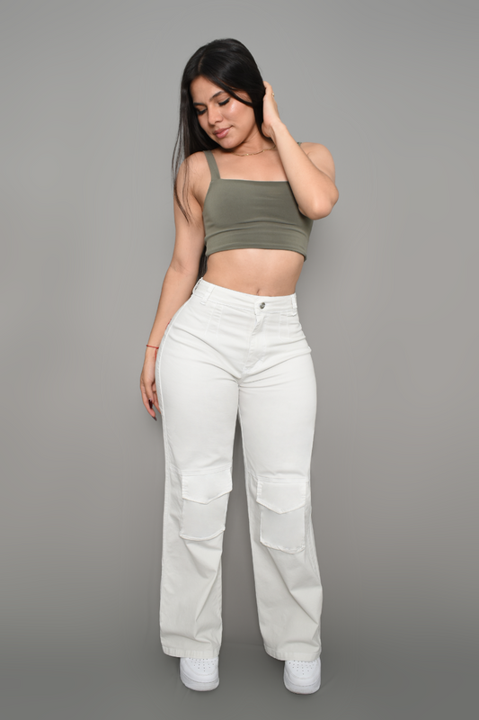 JEAN CARGO DAMA COLOR HUESO REF 3571-H