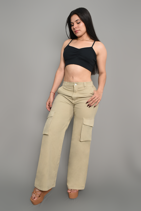 JEAN CARGO DAMA COLOR CAKI REF 3570-C