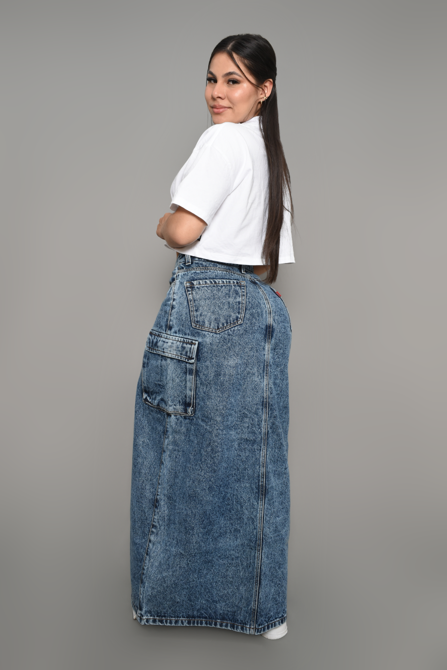 DENIM FALDA LARGA CARGO REF 3654