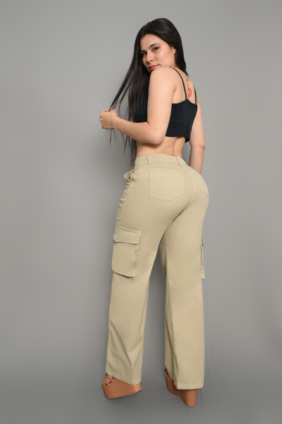 JEAN CARGO DAMA COLOR CAKI REF 3570-C