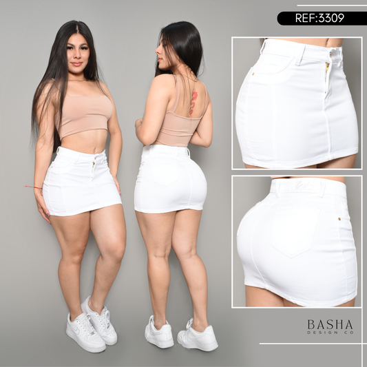 DENIM FALDA COLOR BLANCO REF 3309