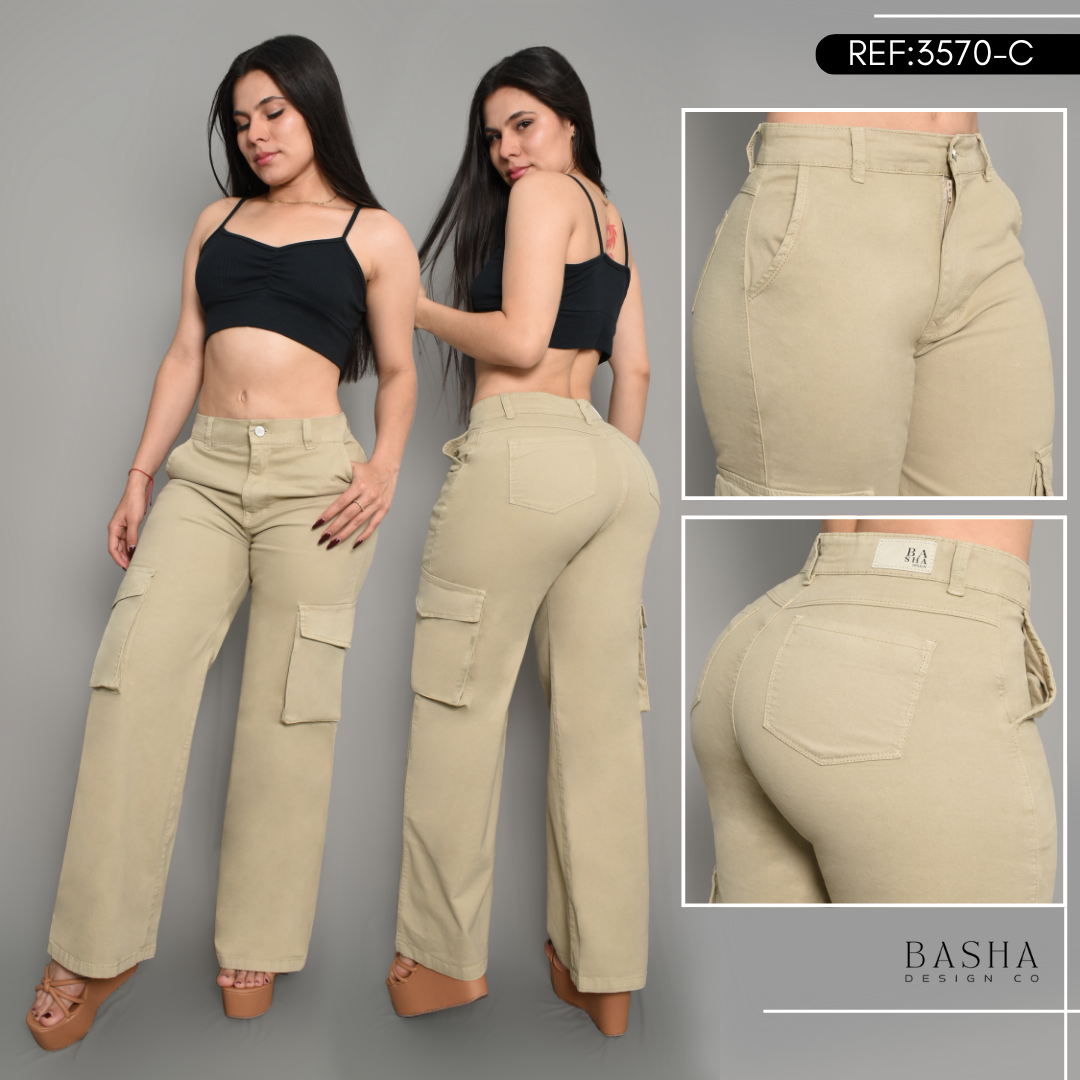 JEAN CARGO DAMA COLOR CAKI REF 3570-C