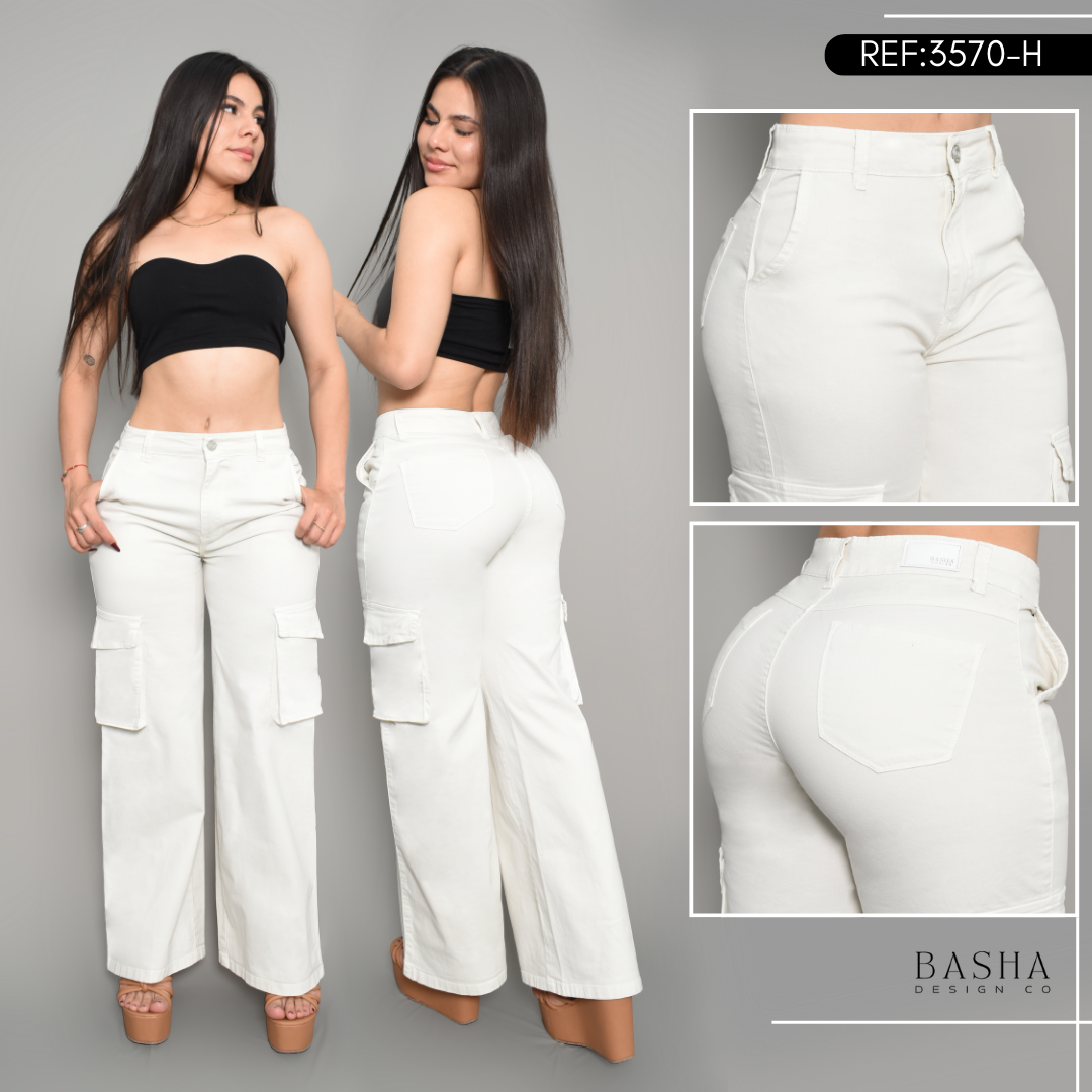 JEAN CARGO DAMA COLOR HUESO REF 3570-H