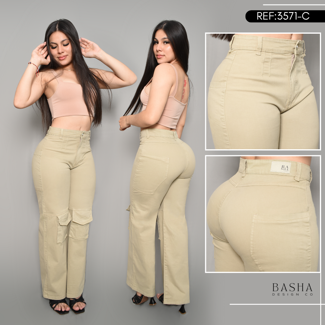 JEAN CARGO DAMA COLOR CAKI REF 3571-C