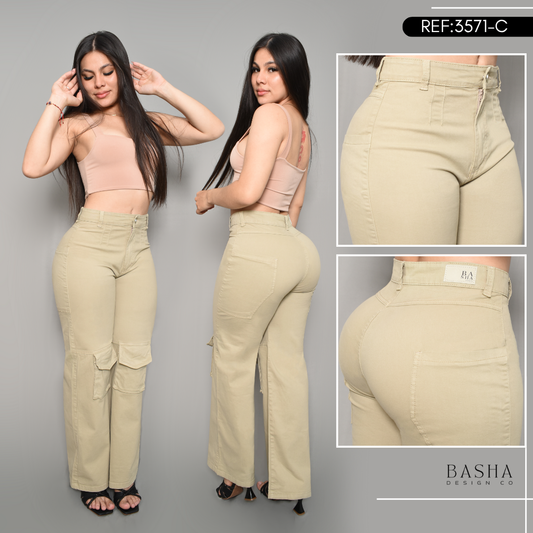JEAN CARGO DAMA COLOR CAKI REF 3571-C
