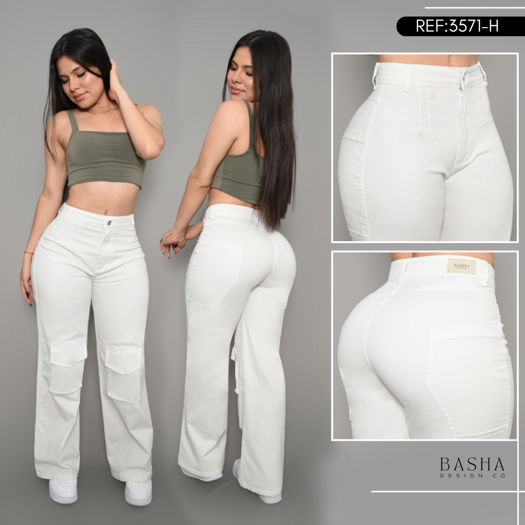 JEAN CARGO DAMA COLOR HUESO REF 3571-H