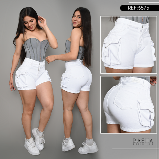 DENIM SHORT CARGO BLANCO REF 3573