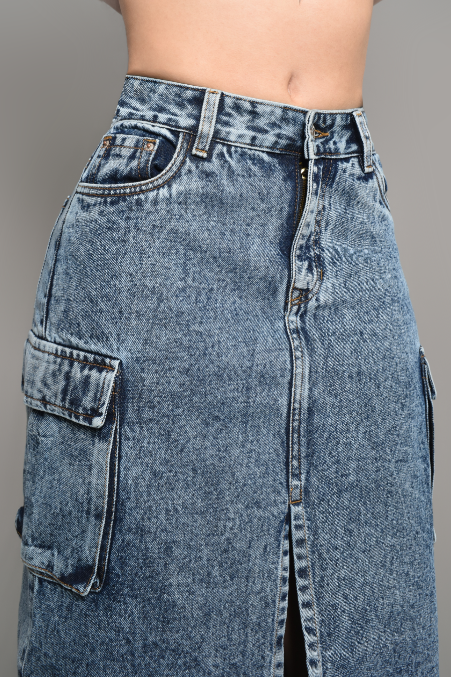 DENIM FALDA LARGA CARGO REF 3654