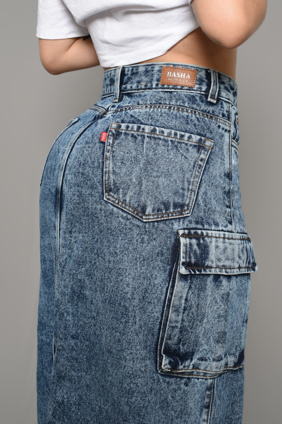 DENIM FALDA LARGA CARGO REF 3654